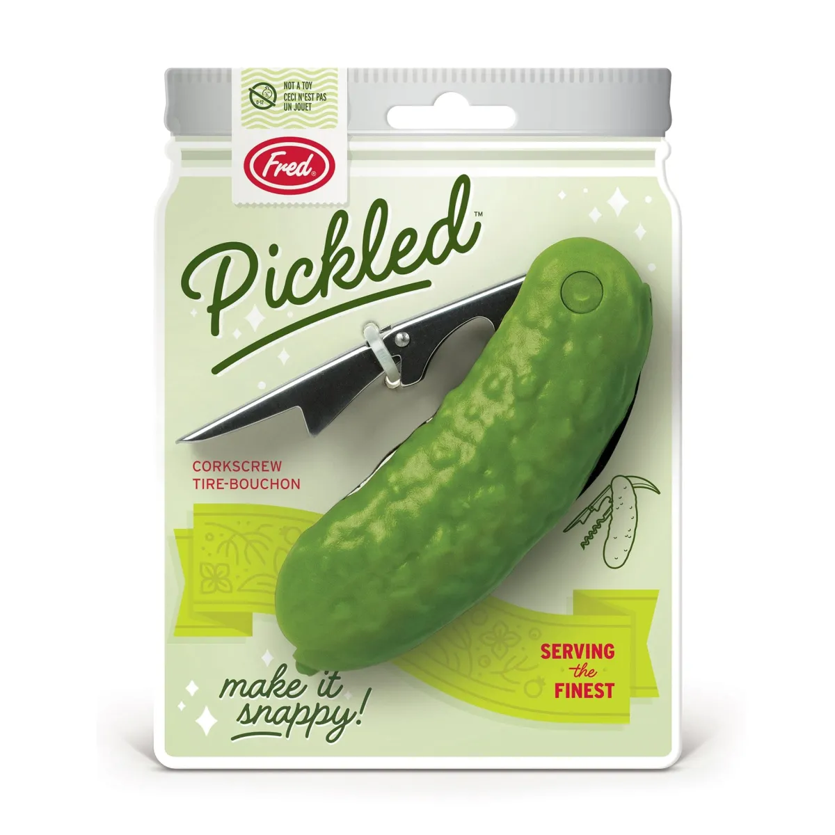 Bottler Stoppers & Openers^Fred PICKLED | Pickle Corkscrew & Bottle Opener