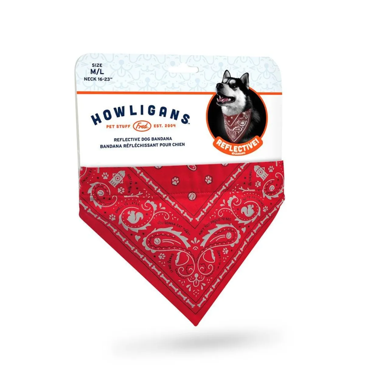 Dogs^Fred REFLECTIVE DOG BANDANAS