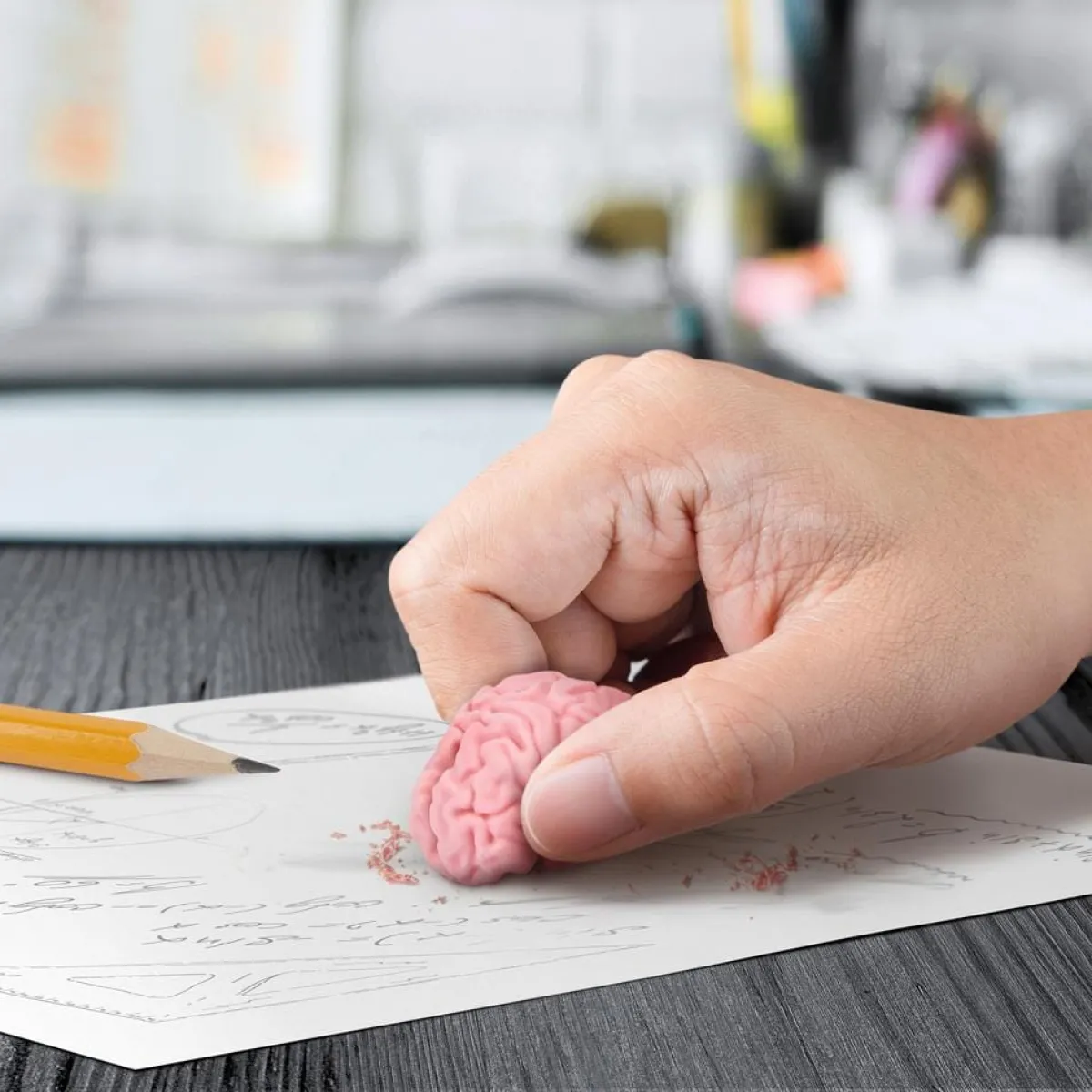 Erasers + Shapeners^Fred THINK AGAIN | Brain Eraser in Apothecary Jar